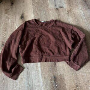 Reformation Jeans Brown/Chocolate Hunter Classic Crop Sweatshirt‎ Size S